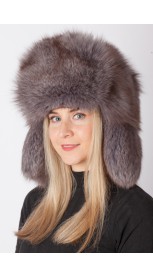 Arctic blue fox fur hat - russian style